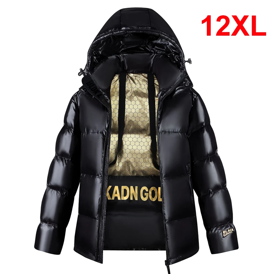 

12XL 10XL Plus Size Down Jackets Men Winter Thick Down Coat Fashion Casual Black Glossy Down Coats Male Big Size 12XL