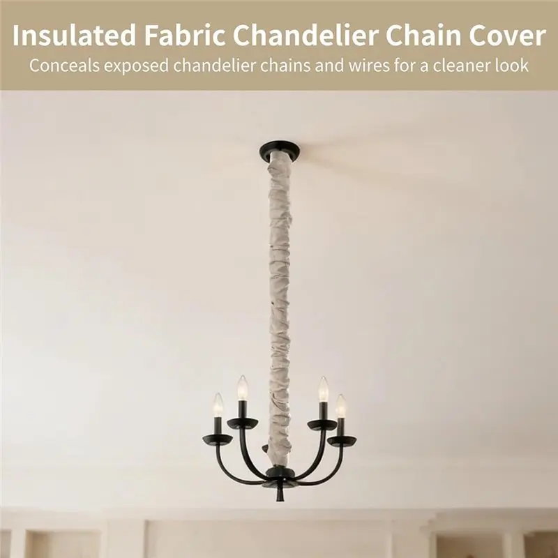 ABAE-2Pack 6FT Linen Fabric Cord Covers Chandelier Chains & Wires Cleaner Home Décor Setup