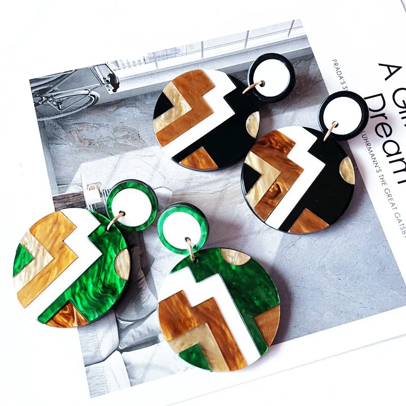

Earrings Fashion Contrast Color Handmade Splicing Color Resin Earrings Cold