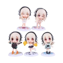 10CM 5PCS/set Japan Anime SUPERSONICO Action Figure Toys Super Sonico Working Set Model Collection Swimsuit Suit Decoration