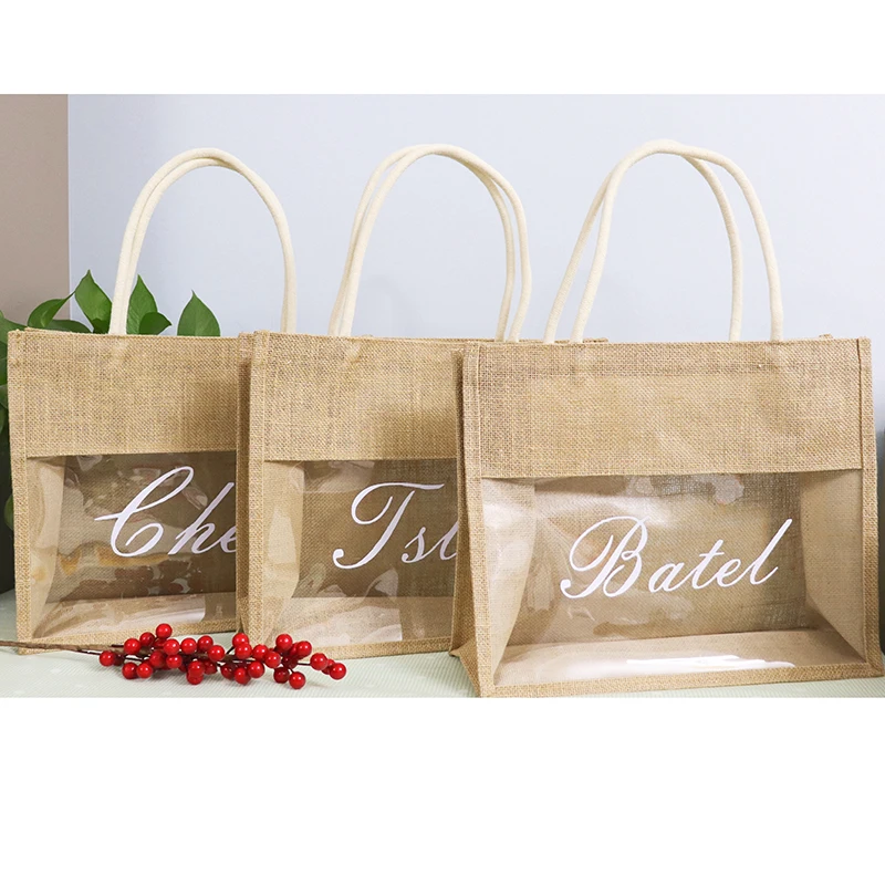 Personalized Bridesmaid Burlap Gift Bags Custom Jute Tote Bags Bridesmaid Gifts Wedding Gift Beach Bag Girlfriend GIFTS