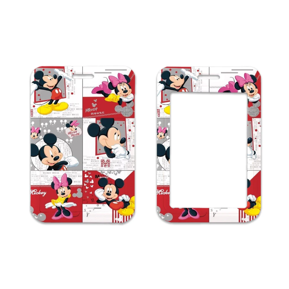 Disney Mickey ID Card Holders Lanyards Girls Door Card Case Hanging Rope Badge Holder Neck Strap Business Card Small Gift