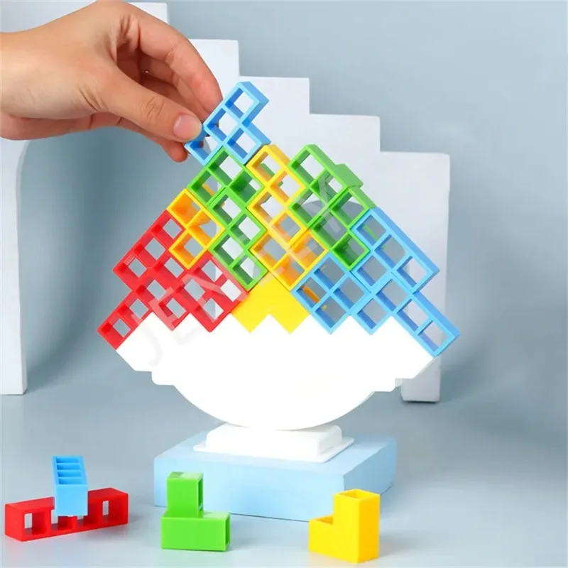 Tetra Tower Game Stacking Blocks Stack Building Blocks Balance Puzzle Board Assembly Bricks Educational Toys for Children Adults