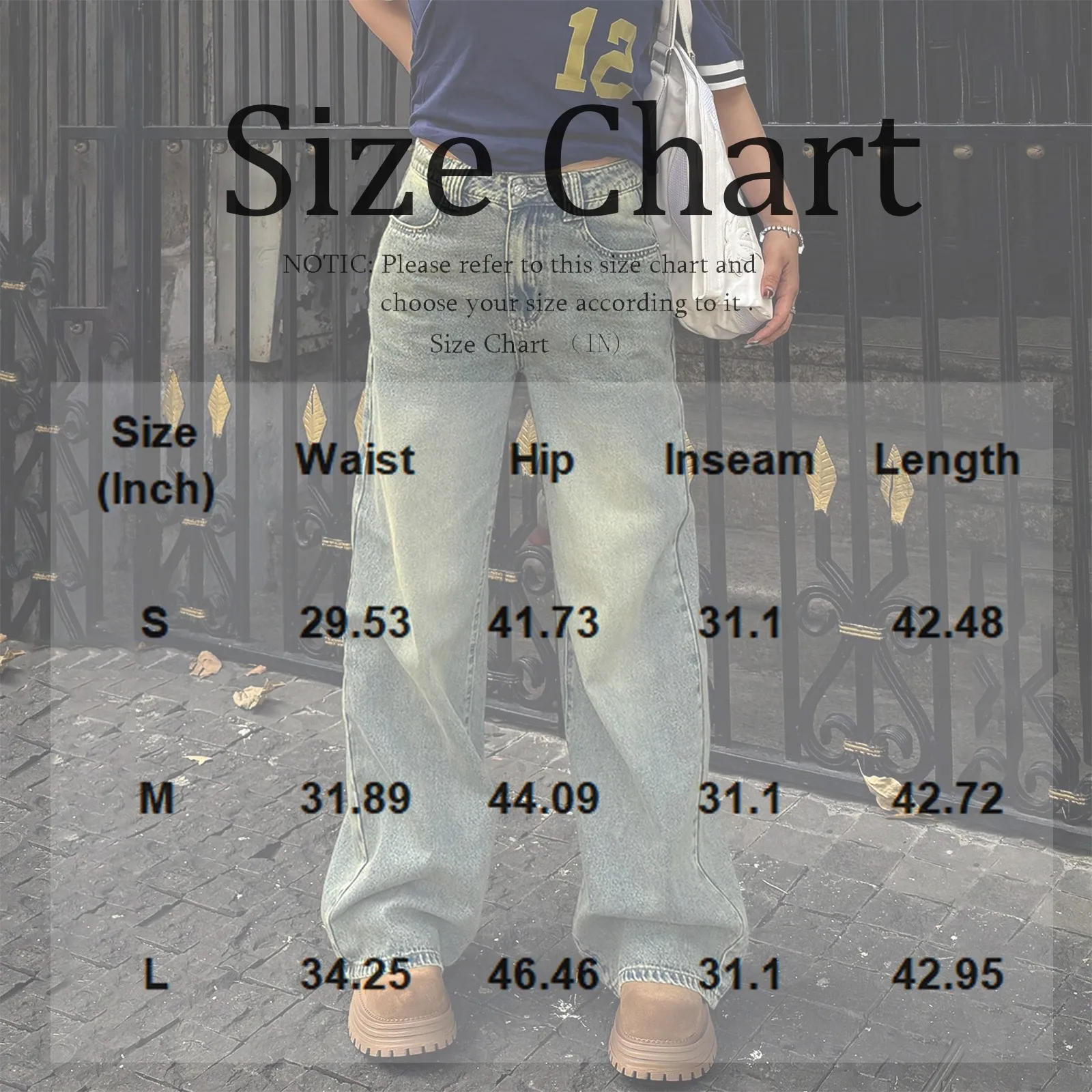 Women Stylish Straight Leg Jeans Loose Button Zipper Casual Street Style Denim Pants Fashion Retro Old Style Denim Trousers