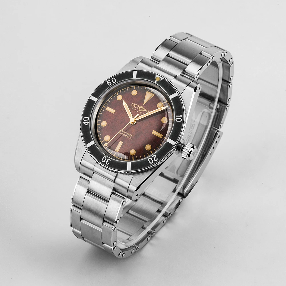 Octopus Kraken Watch Retro Sterile PT5004 Automatic Movement Stainless Steel Aluminum Bezel Lume Mechancial Wristwatch For Men