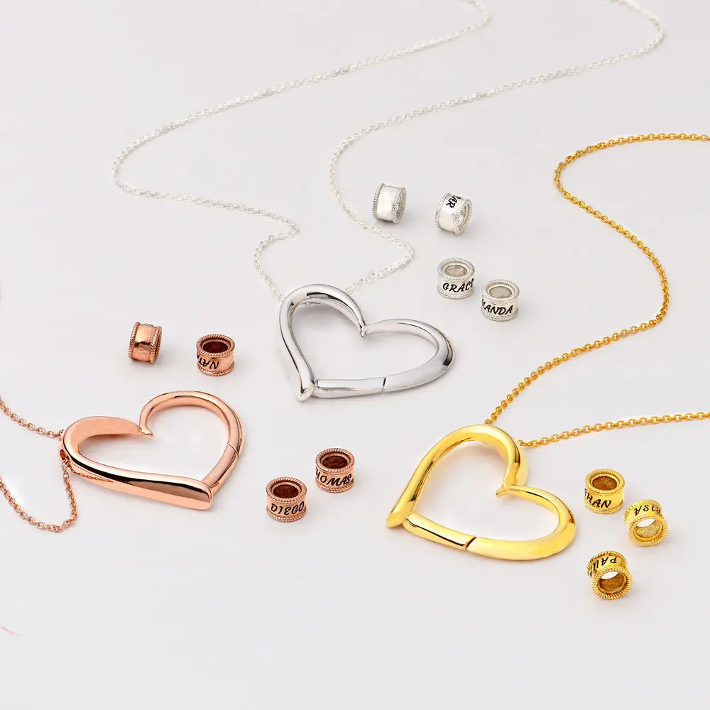 Love Custom Beads Name Necklace for Women Personalized Family Names Heart Pendant Customized Mother's Day Gift