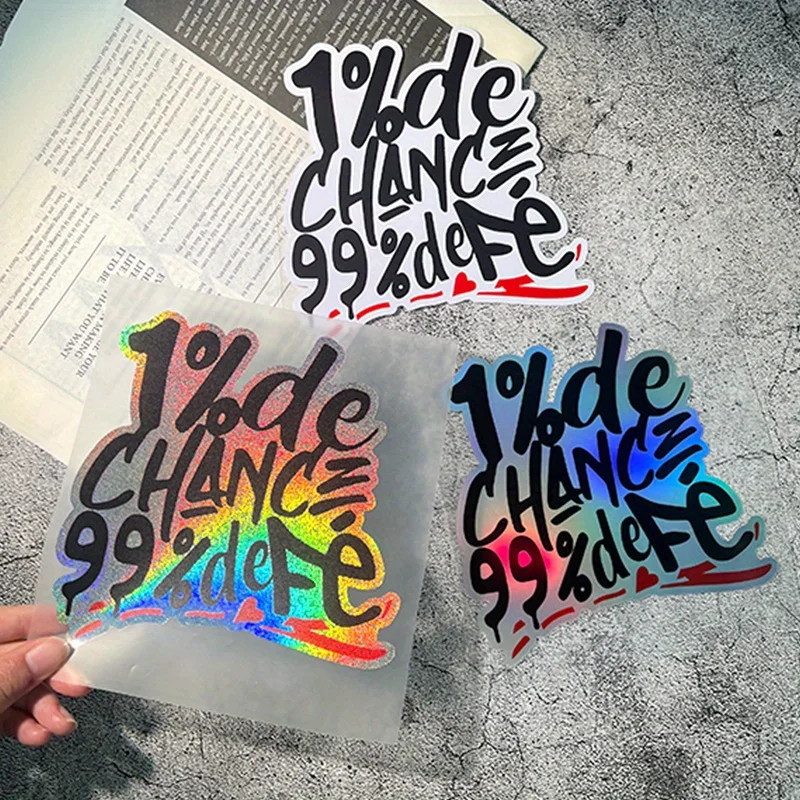 

1 шт., автомобильная наклейка со слоганом «1% шанс, 99% вера», привлекательный вдохновляющий дизайн, модный аксессуар для автодекора