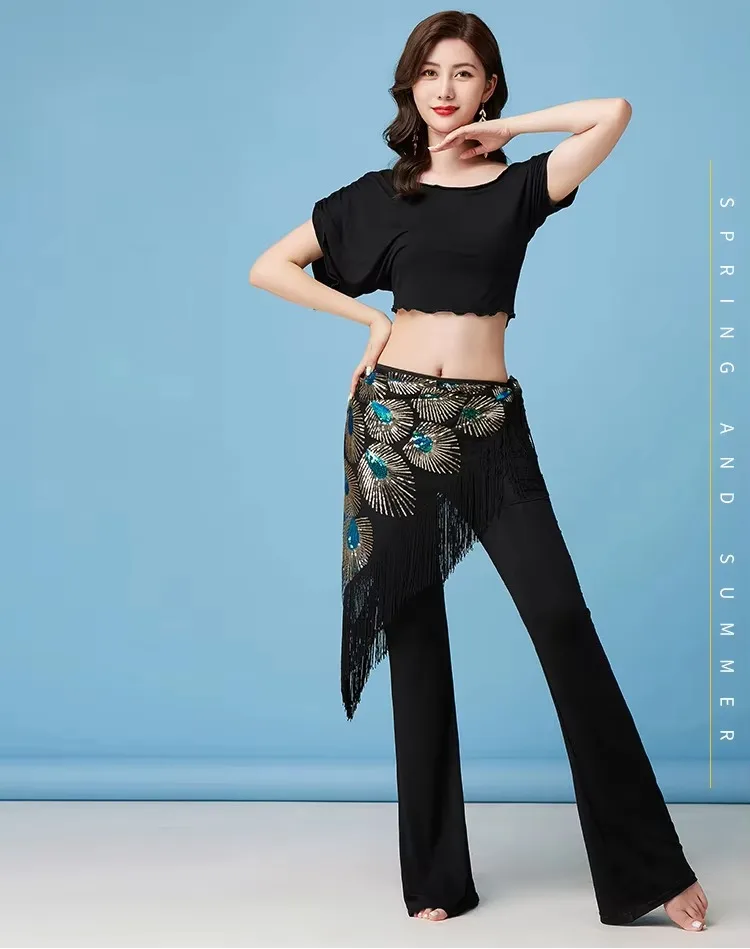Women Belly Dance Long Hip Scarf Belly Dancing Waist Wrap Skirt