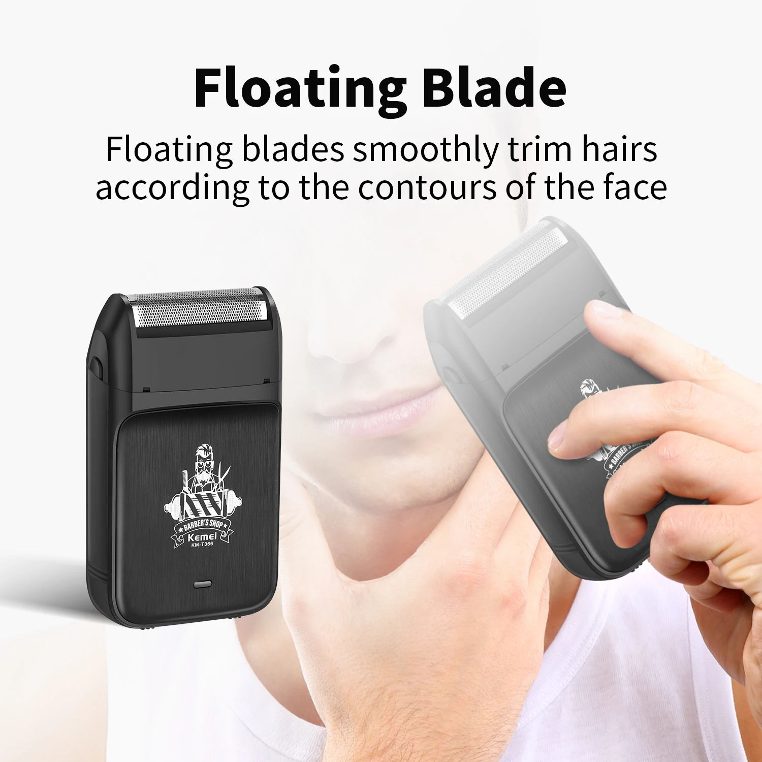 

Kemei Компактная бритва с одной фольгой Портативная бритва для путешествий Беспроводная бритва для закрытия лица для головы, бороды, шеи, мужской станок для бритья