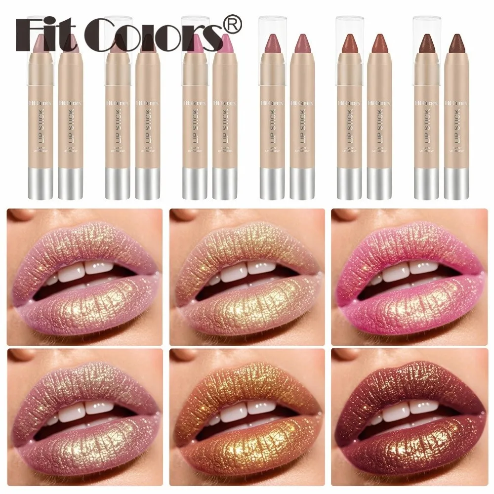 Nieuwe Matte Afwerking Lippen Lipliner Potlood Waterdichte Langdurige Lipstick Lipliner met Gouden Glitter Glanzende Lipliner Dagelijkse Make-up