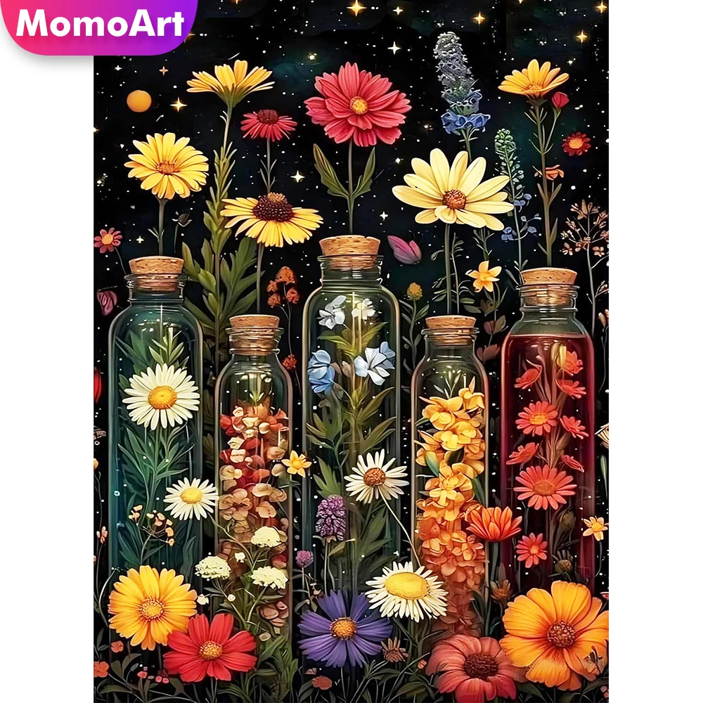 Momoart Diamond Mosaic Flower DIY Diamond Painting Bottle Suitable for Beginners Embroidery Landscape Living Room Home Decor