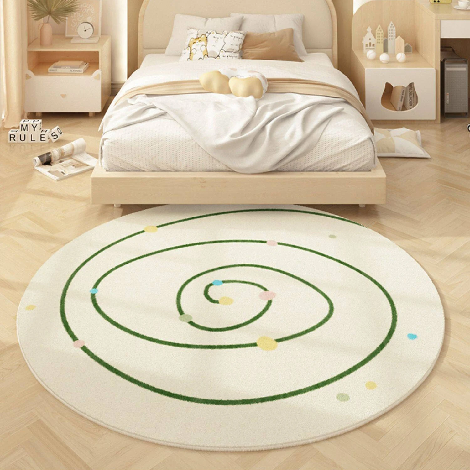 Alfombra redonda de dibujos animados para habitación infantil, alfombra suave de felpa para dormitorio, alfombra decorativa para sala de estar, 카펫, tapis rond, alfombra redonda