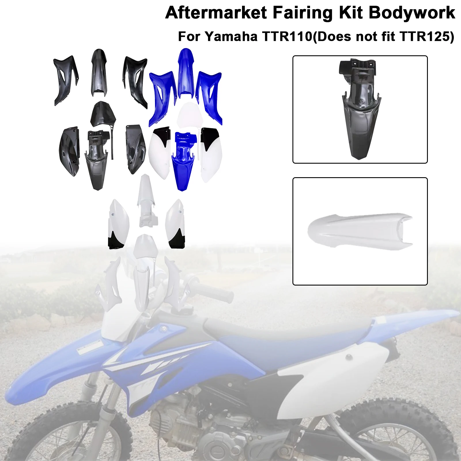 Topteng Body Plastic Kit Fender Fairing For Yamaha TTR110 DIRT BIKE 2008-2012 2013 2014 2015 2016 2017 2018 2019 2020 2021 2022
