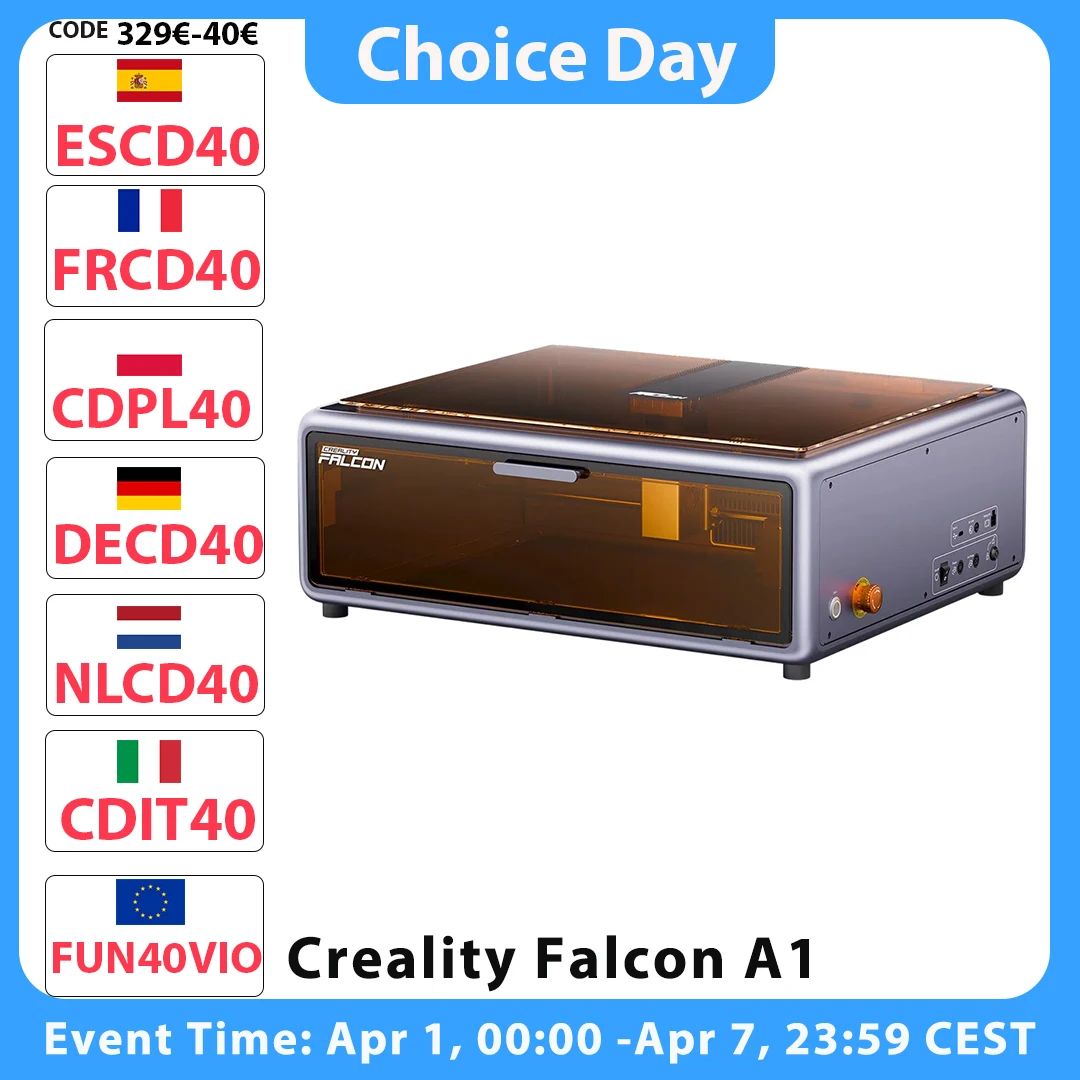 Laser Creality Falcon A1 10W de classe 1 FDA, gravure rapide à 600 mm/s, caméra intégrée, détection intelligente des matériaux, protection des yeux