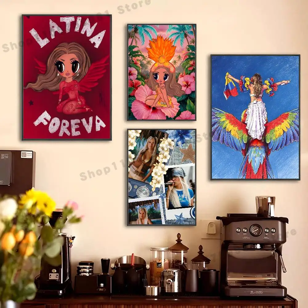 K-Karol G Singer Poster Sticker Classic Art Painting for Home Bedroom Cafe Office Wall Decor