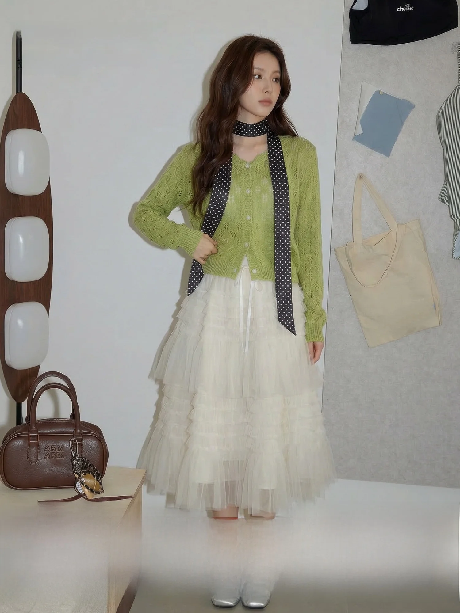 

Юбка-миди Meng Xiaoqi белая многослойная, с высокой талией, для женщин, весенняя, стройнящая, в стиле «Нежный ветер»