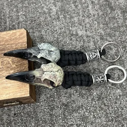 1Pcs Punk Rock Odin Raven Skull Skeleton Keychain Wiccan Goth Resin Eagle Bird Head Keyring