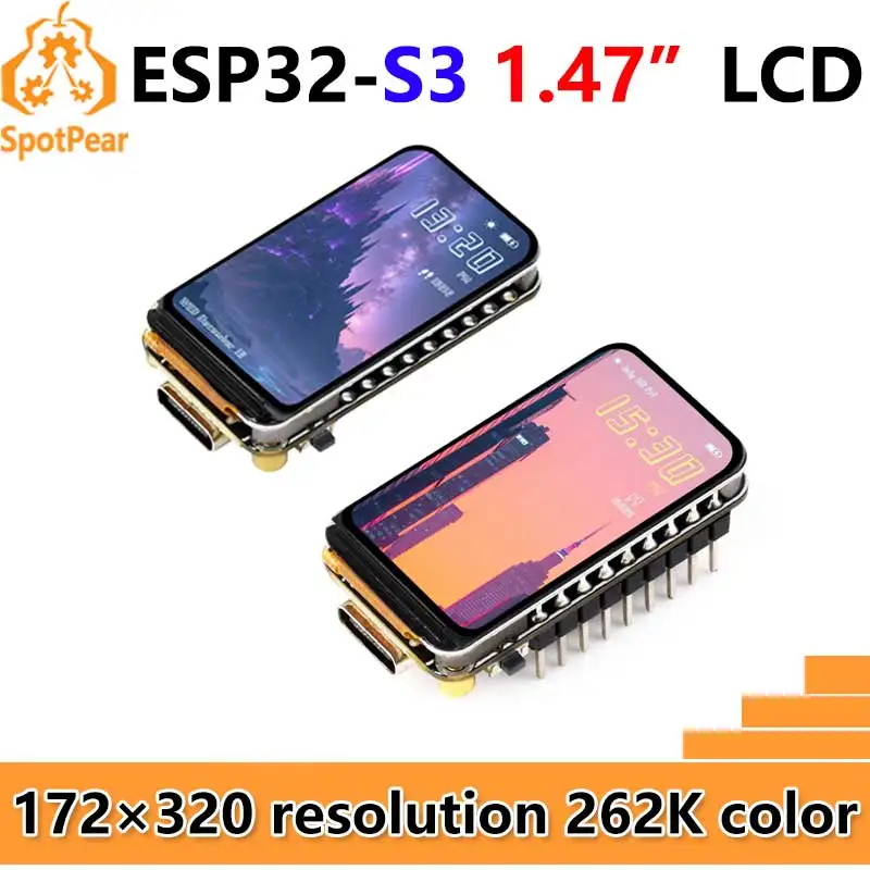 

Плата разработки ESP32-S3, 1,47-дюймовый ЖК-дисплей, 1,47B, экран 1,47 дюйма, SD 172 × 320 RGB LED