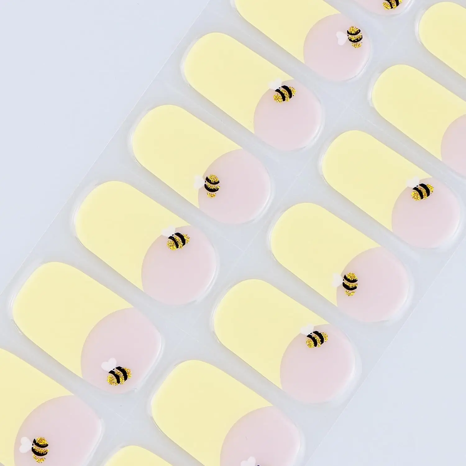 ملصقات أظافر جل على شكل نحلة صفراء فرنسية، شرائط أظافر جل شبه معالجة، يلتف بالأشعة فوق البنفسجية/LED، تصميم فني للأظافر، إكسسوارات الديكور