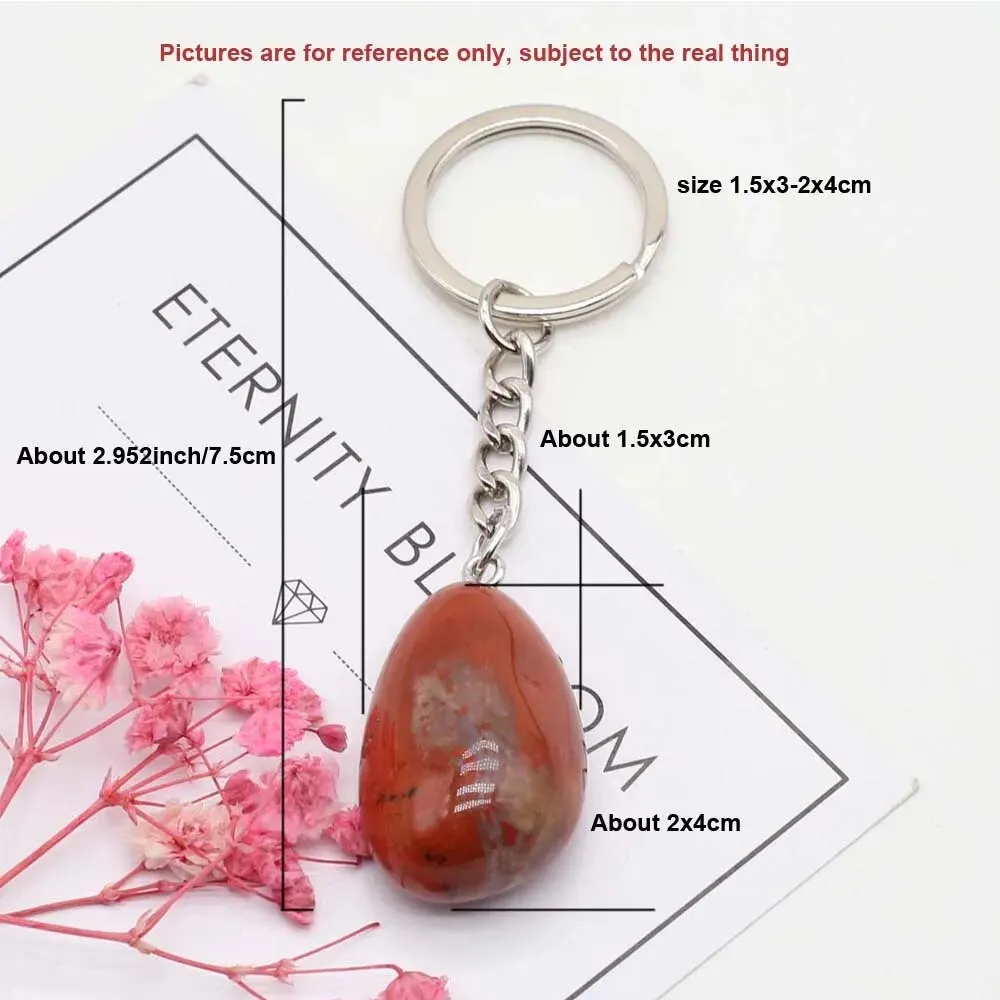 5pcs Natural Stone Cute Keychains Stainless Steel Car Keychain Accessories Reiki Crystal Irregular Shape Pendant Handbag Decor