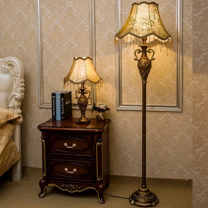 European floor lamp, living room vertical modern American retro bedroom bedside lamp