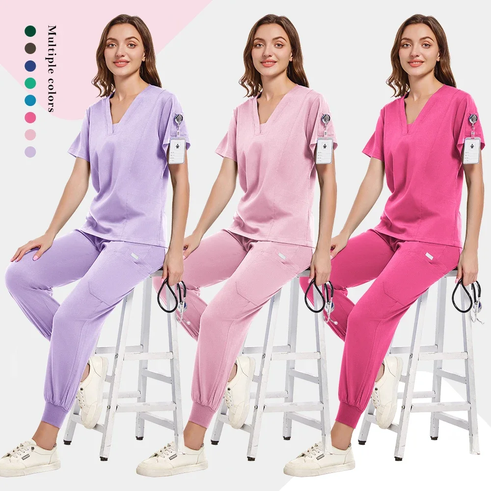 Médico hospitalar cirurgia clínica cosméticos beleza médica hospital enfermeira uniforme camisa e calças clínica dentária conjunto de enfermagem