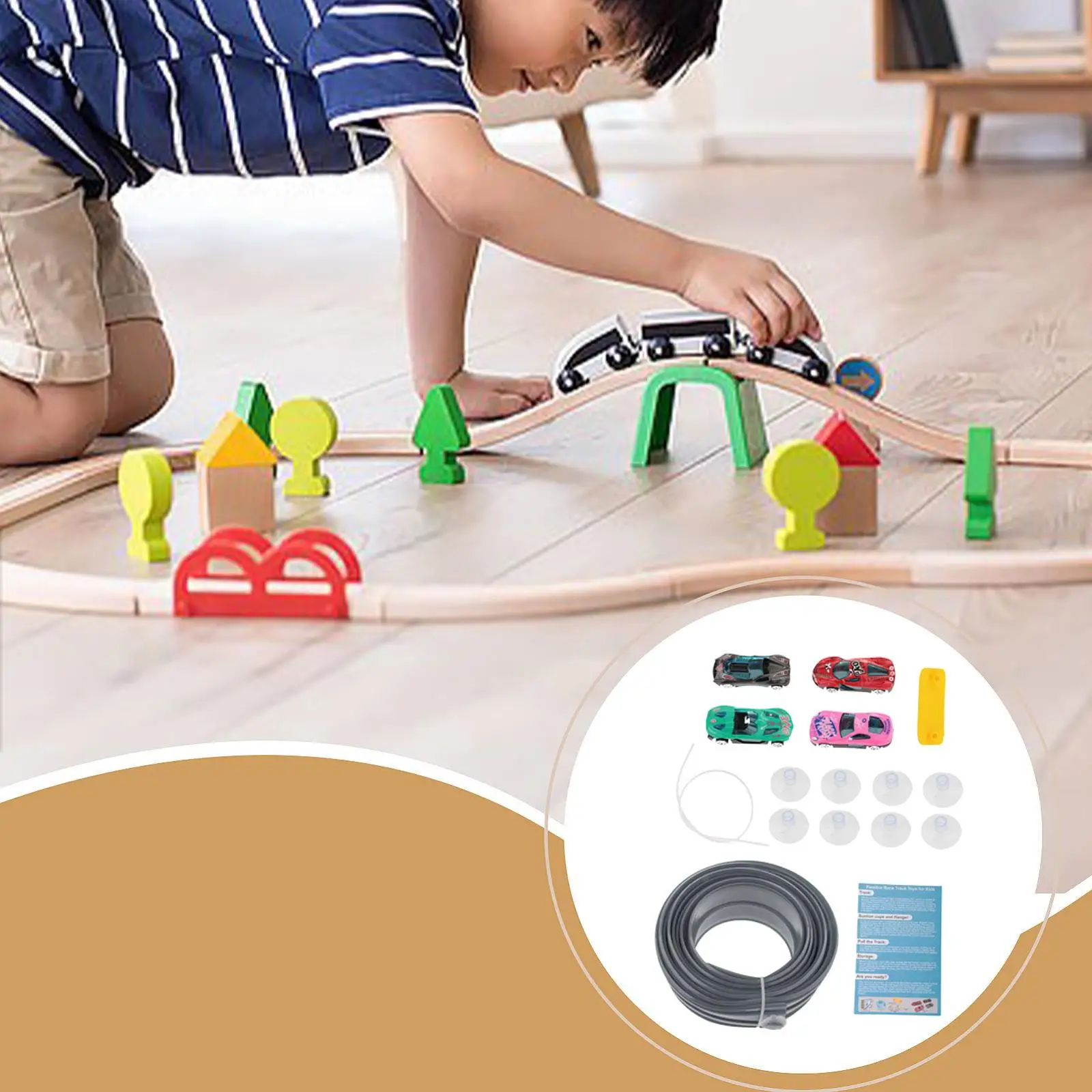 Flex Tracks Suction Cup Mount DIY Fun Versatile Rolls up Bendable Racetrack