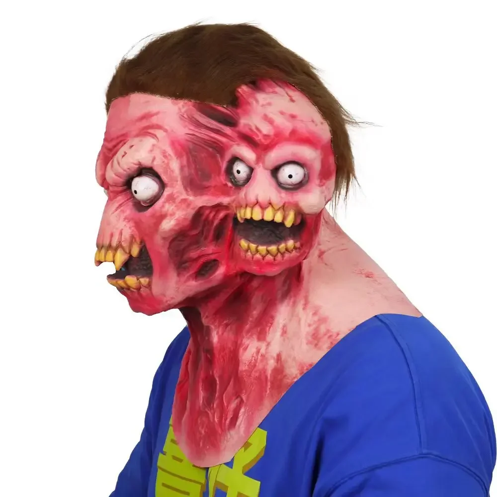 Halloween Horror Buitenaardse Dubbele Hoofdmasker Kap Schreeuwer Zombie Duivel Masker