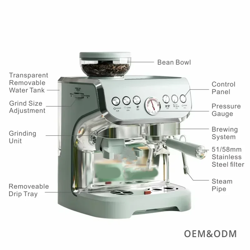 China Espresso Coffee Brewer Machine Professional Commercial Italy 3 In 1 19bar Coffee Maker