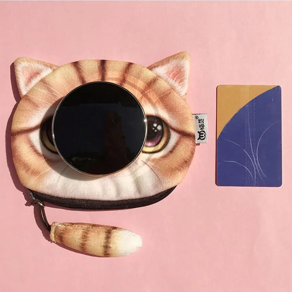 ตุ๊กตาน่ารัก Cat Face เหรียญกระเป๋าสัตว์นุ่มกระเป๋าหางแมวออกแบบเหรียญกระเป๋าผู้หญิง
