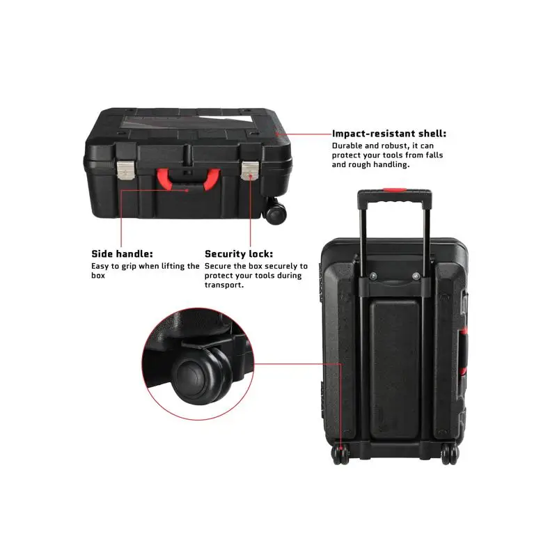 Set Peralatan Rumah Tangga 599-Piece, Kit Perbaikan Mobil dengan Kotak Peralatan Beroda, Peralatan Mekanik & Bor Tanpa Kabel 21V