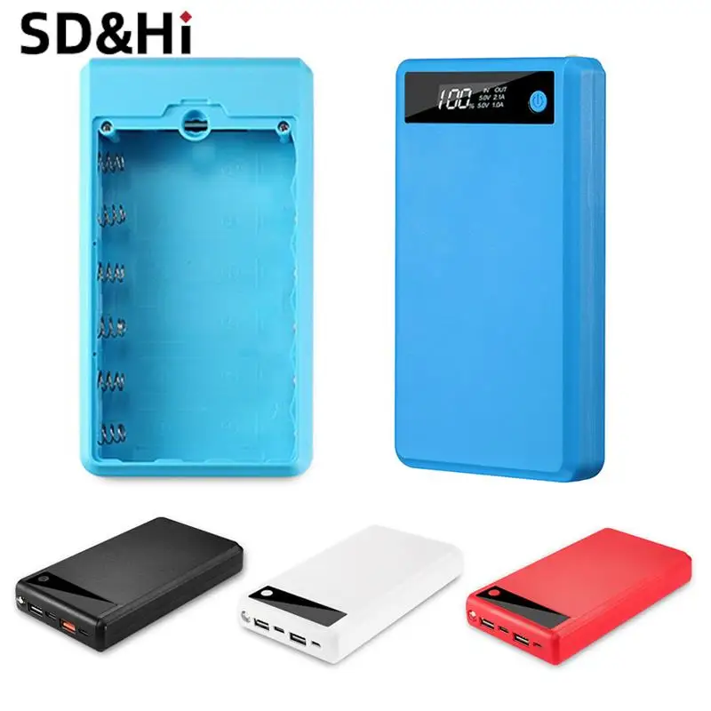 1 Pc (Without Battery) 6×18650 Battery Charger Cover Power Bank Case DIY Box 2 USB Ports DIY Shell Mobile Phone Charge