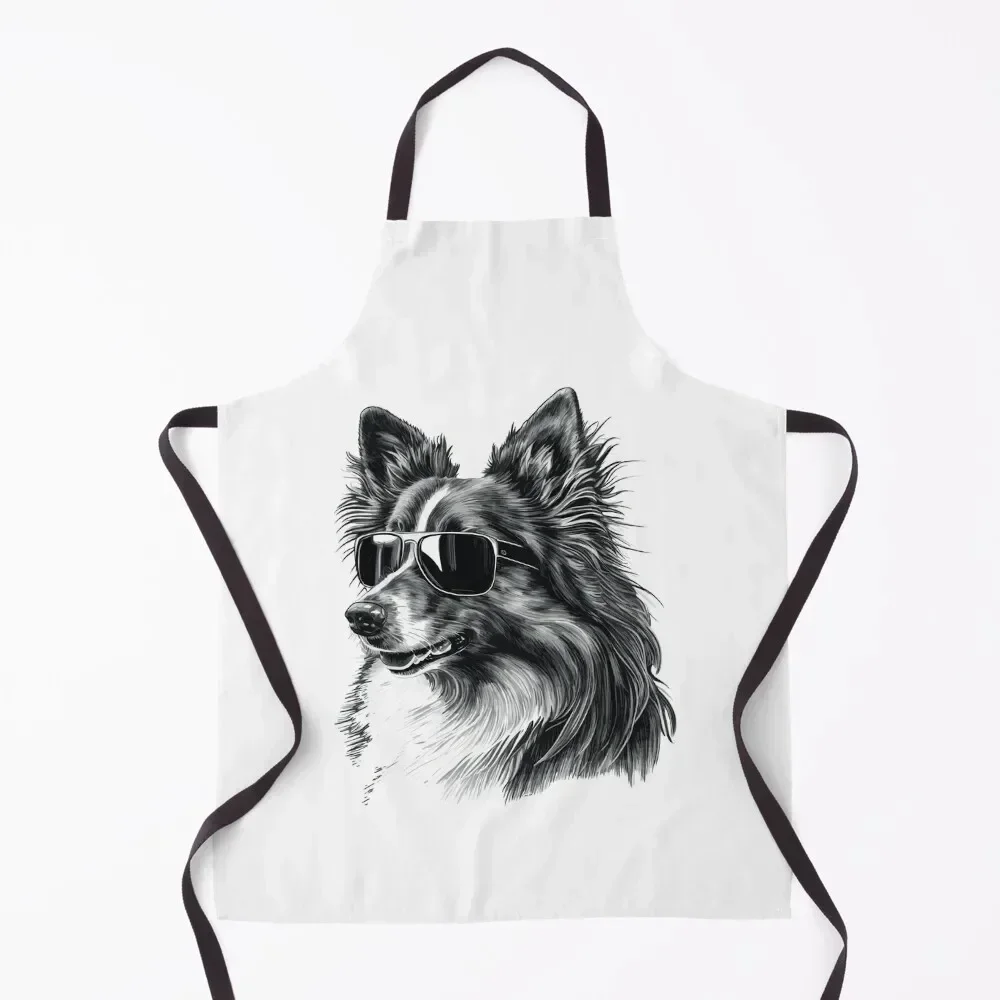 

Cool Shetland Sheepdog Wearing Sunglasses Apron Art with pockets Christmas gift professional hairdressing Apron