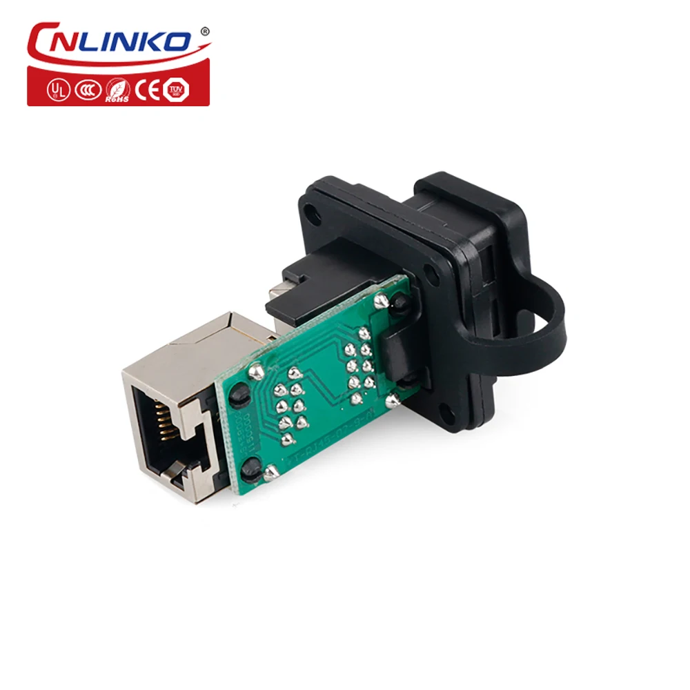 CNLINKO Waterproof Cat5e RJ45 Connector 8P8C Ethernet Cable Head Plug Gold-plated Panel Socket Network RJ45 Crimper Connector