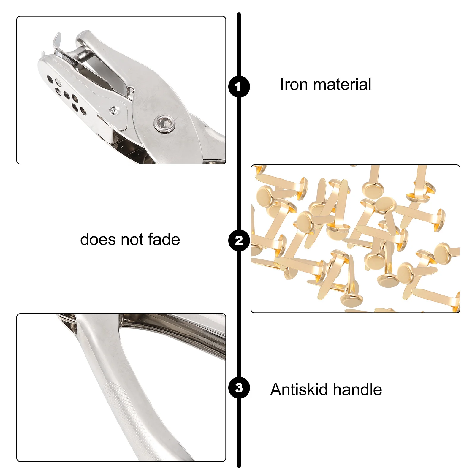 

200Pcs Mini Claw Brass Paper Fasteners Iron Brads Plated Rustproof Lightweight Scrapbooking DIY Craft Supplies