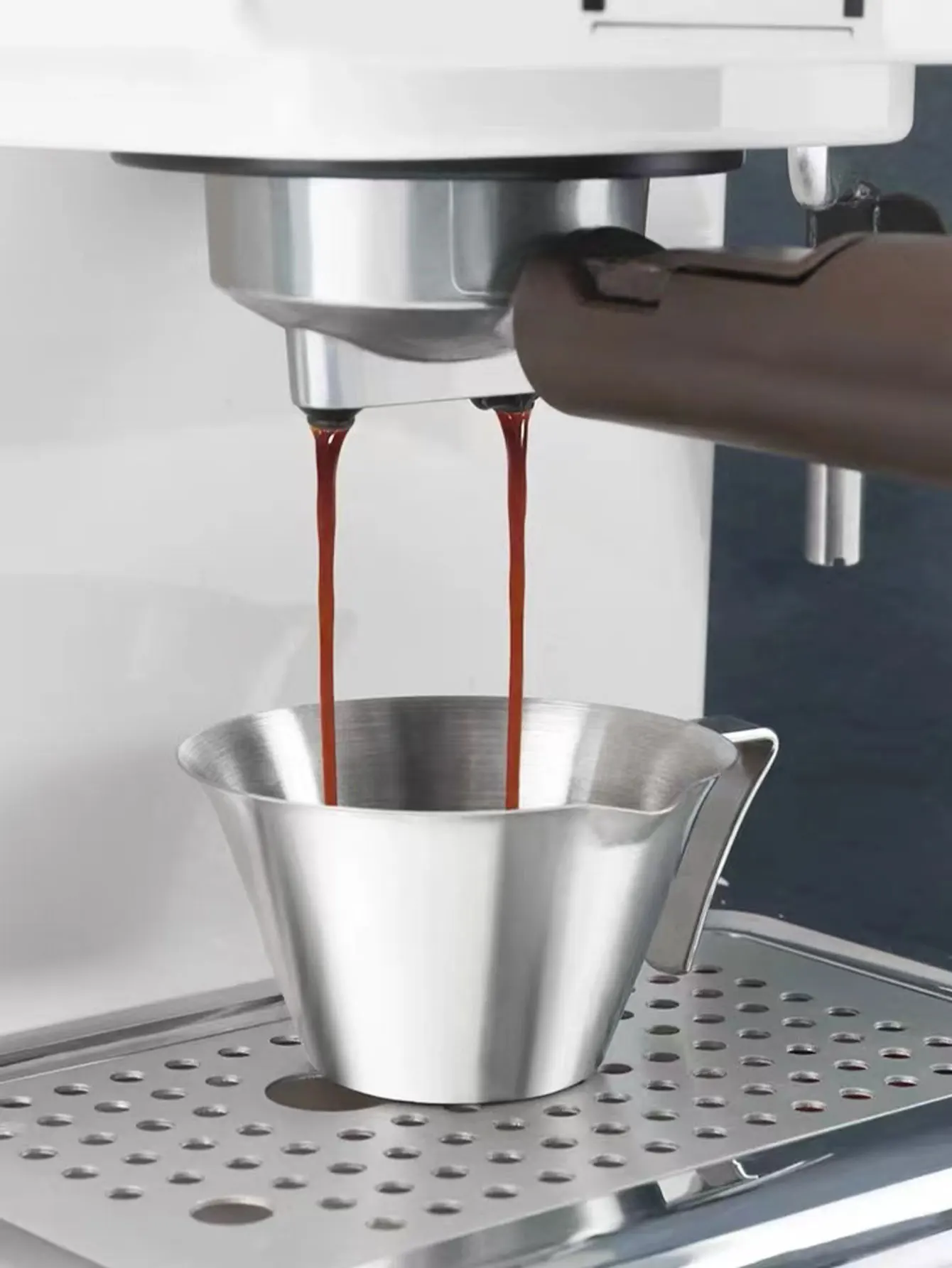 Konzentrierter Kaffee-Extraktionsbecher, Messbecher, Kaffeetasse, Edelstahl, Kaffeemaschine, flüssigkeitsfangende Unzenbecher mit Skala, 1 Stück