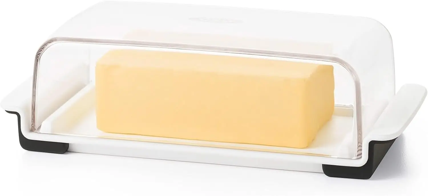 Plato Ancho para Mantequilla y Queso Crema con Base Antideslizante, Fácil de Limpiar, Perfecto para Guardar en la Cocina