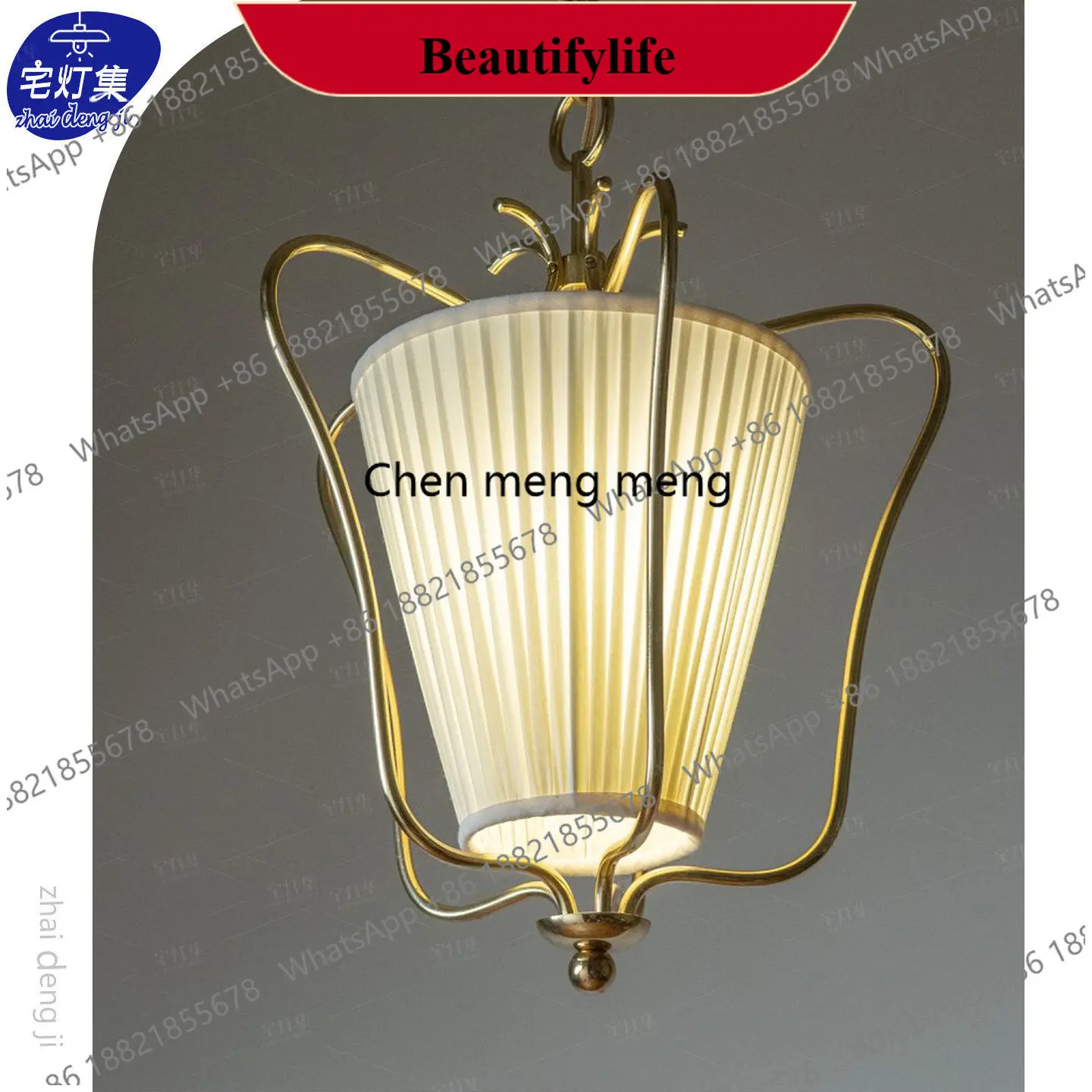 

CC178 Antique fabric chandelier, French retro American restaurant study bedside master bedroom lamp