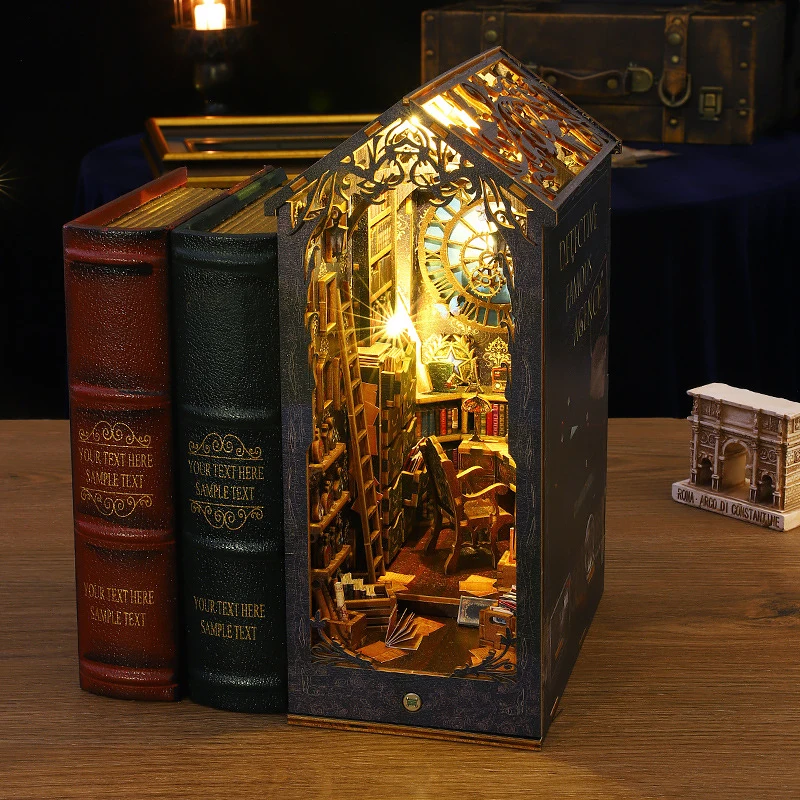 Diy Book Hoekit Miniatuur Poppenhuis Met Led Licht 3d Puzzel Modelbouw Houten Boekenplank Speelgoed Volwassenen Verjaardagscadeau