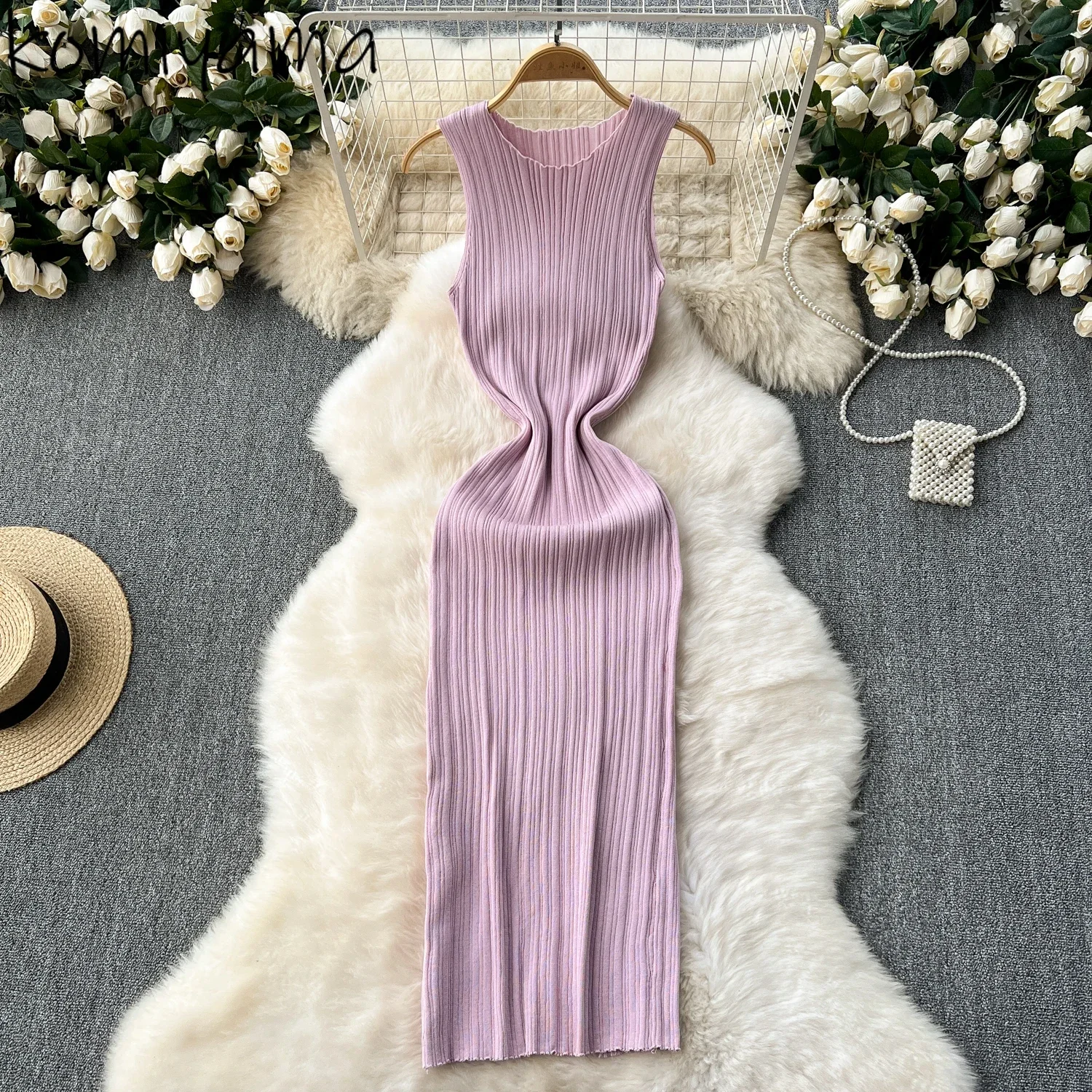 

Hot Girls Vestidos Round Neck Sleeveless Dress Summer 2025 New Dresses Bodycon Knit Ropa Mujer Feminino Sexy Elastic Vestido