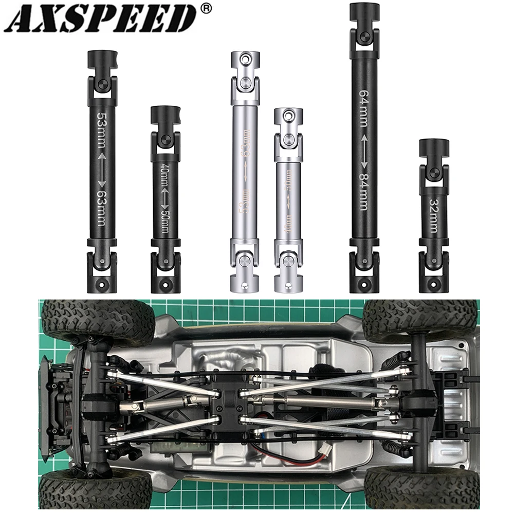 AXSPEED 1Pair Steel Center Drive Shaft Chassis Links for Axial SCX24 Jeep JLU Bronco 1/24 RC Crawler Car Upgrade Accessories