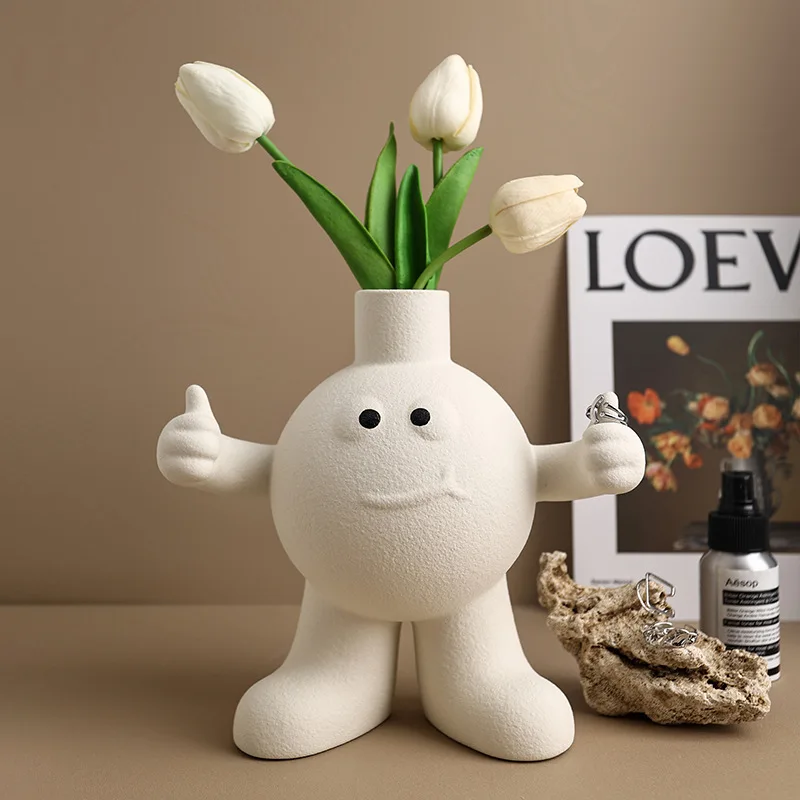 

Creative Nordic Ceramic Vase Big Foot Vase Cute Kawaii Korean Desktop Living Room Decoration Ornaments Hydroponic Flower Pot