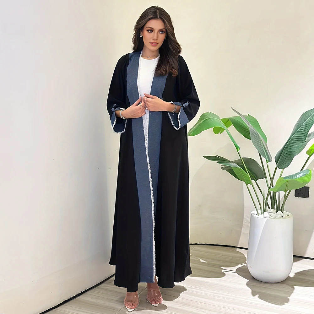 New Design Fashion Muslim Tassels Eid Women Open Kimono Abaya With Chic Party Robe Contras Moroccan Kaftan Saudi Kebaya ﻿