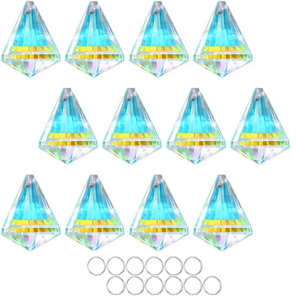 

5pc AB Colors Prisms Hanging Drops Pendant Suncatcher Rainbow Maker Crystal Chandelier Parts DIY Home Decor