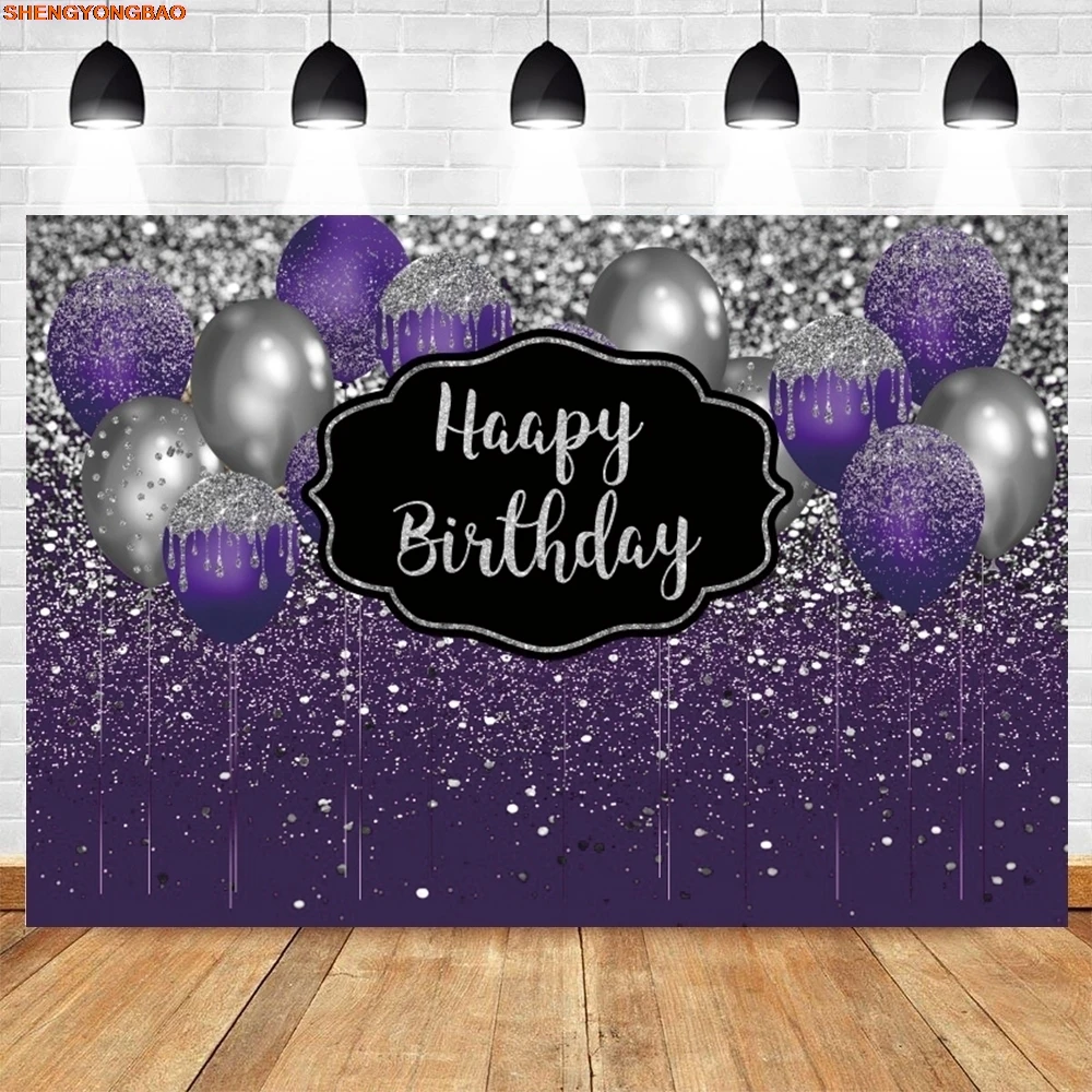 

Glitter Balloons Happy Birthday Backdrop Decor Adult Kid Birthday Party Portrait Photography Background Banner Photo Studio Prop