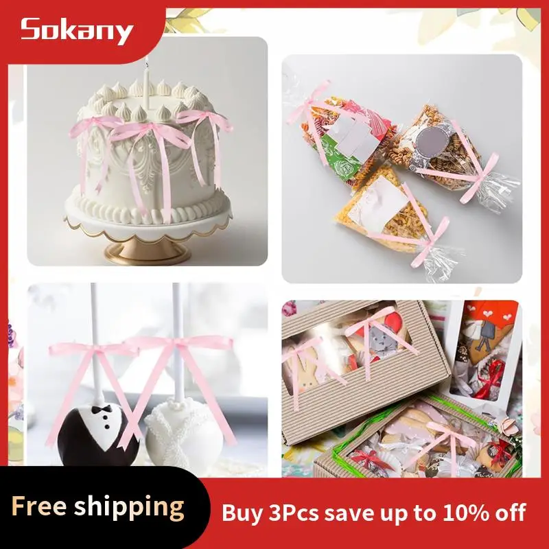 A59E-100 Pcs Twist Tie Bows Bulk 5X7 Inch Satin Ribbon Bows For Gift Wrapping Cake Treat Bags Craft DIY Gift Wedding Baby