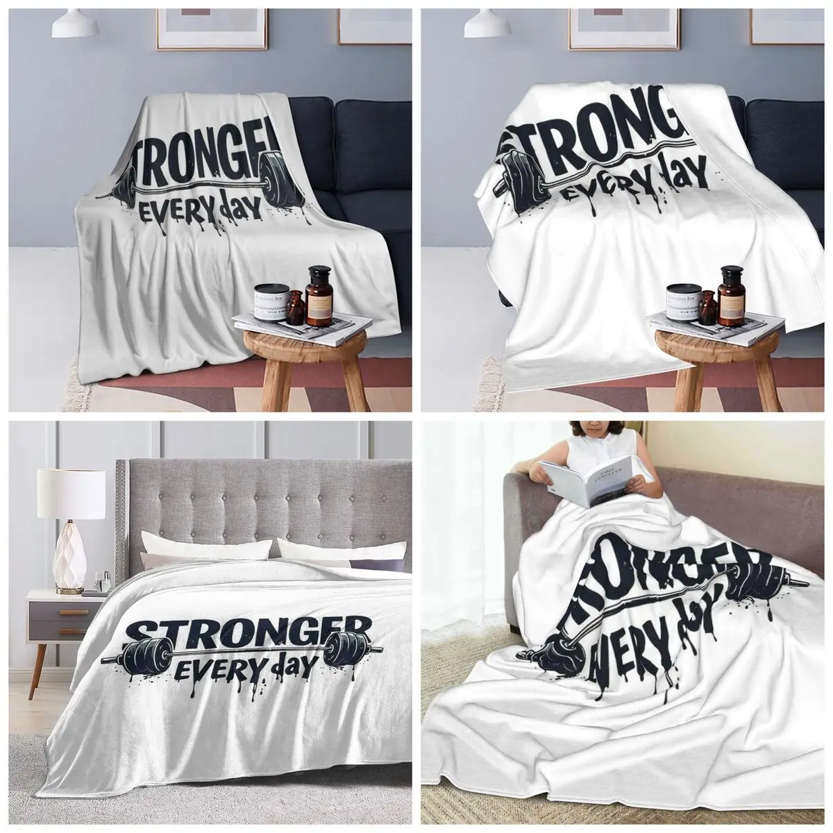 Gym Sport Bodybuilding Workout Motivational Quote Blankets Soft Warm Flannel Throw Blanket Plush for Bed Travel Home Couch