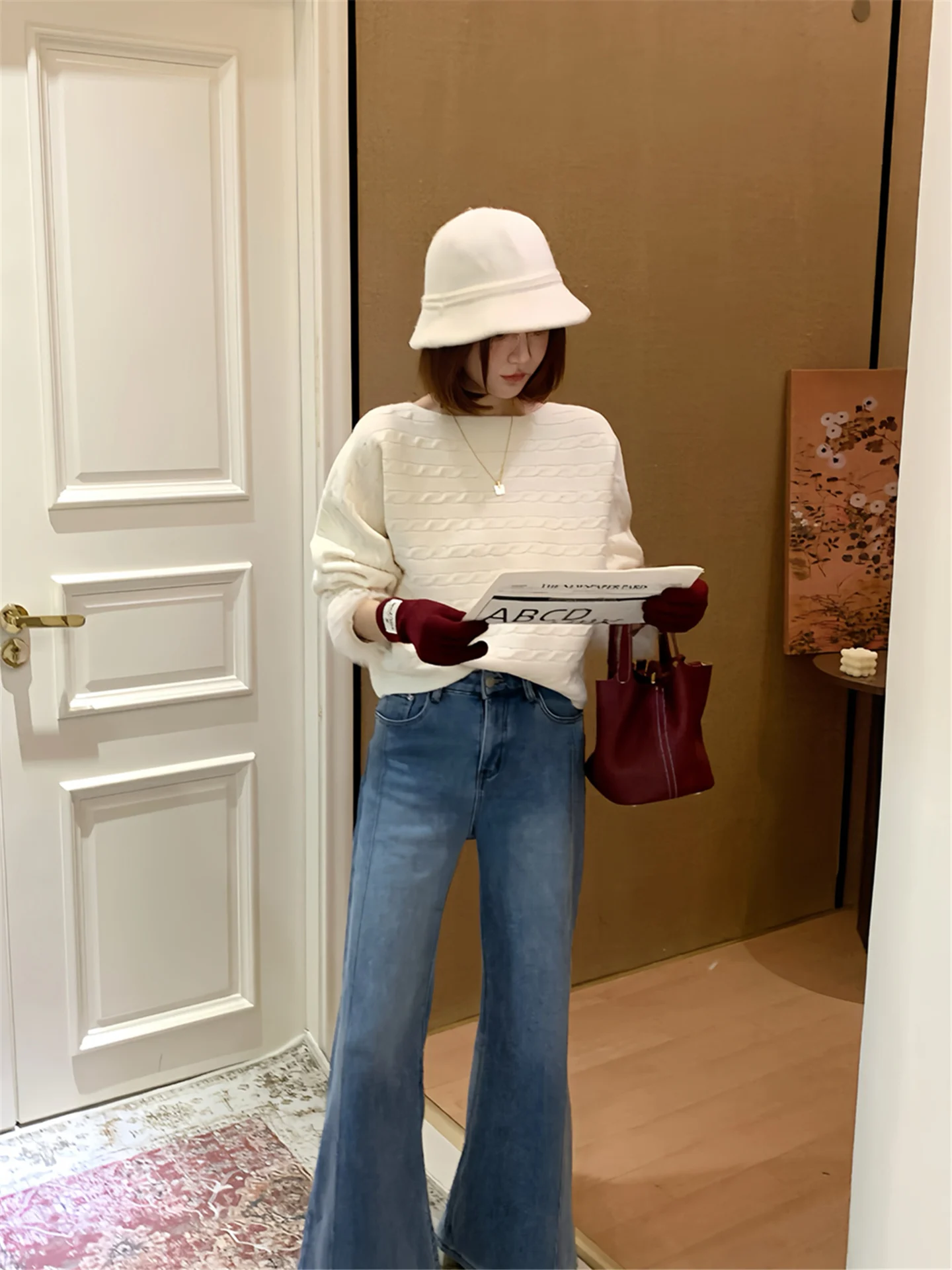 

Thiened Long Sve Women's Sweater Autumn Winter New Sle Julie Diary Loose Versatile Knitted Top Warm Cozy Faionable