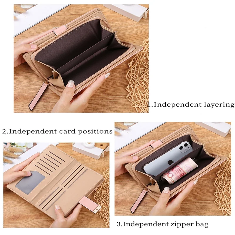 New Korean Women's Long Wallet Fashionable Hand-Held Bag Hollowed Out Leaf Zipper Buckle Wallet Female's Bag