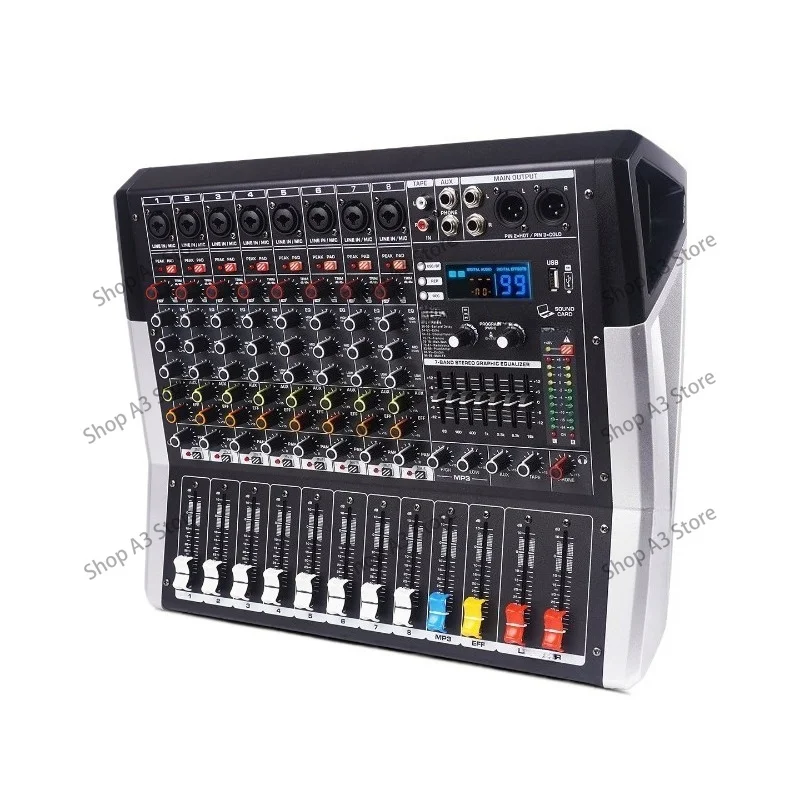 Professional 8/12-channel integrated amplifier and mixer, high-power flight case, outdoor stage speaker set with Bluetooth.